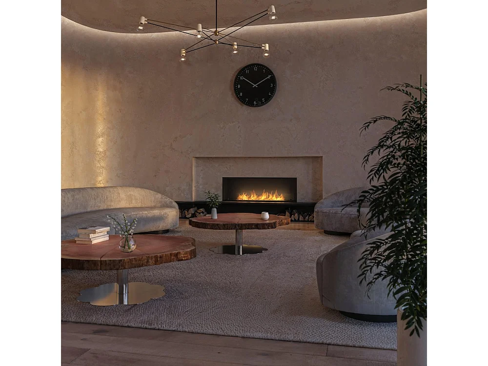 Sololed -  Inside Black 1500 Einbau-Bioethanol-Kamin - Mattschwarz, mit Glas, 5-Liter-Brenner, modernes Design