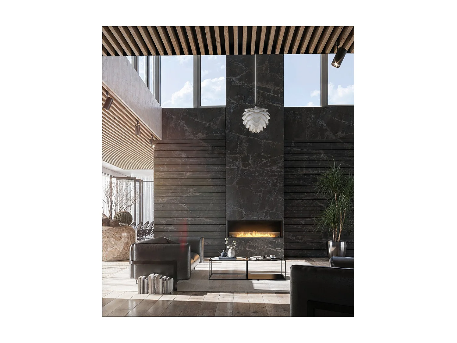 Sololed -  Inside Black 1500 Einbau-Bioethanol-Kamin - Mattschwarz, mit Glas, 5-Liter-Brenner, modernes Design