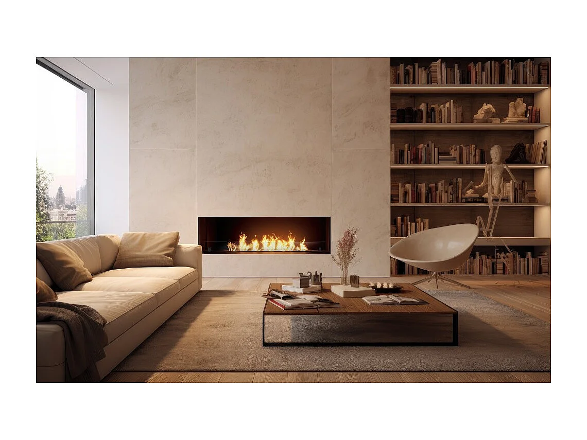 Sololed -  Inside Black 1500 Einbau-Bioethanol-Kamin - Mattschwarz, mit Glas, 5-Liter-Brenner, modernes Design