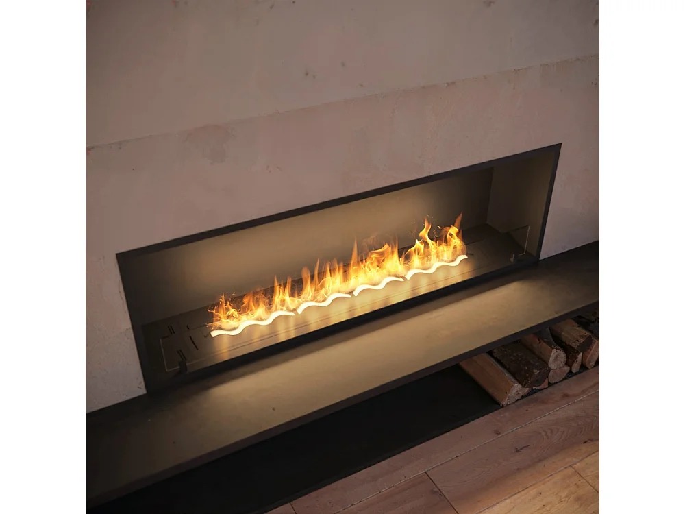 Sololed -  Inside Black 1500 Einbau-Bioethanol-Kamin - Mattschwarz, mit Glas, 5-Liter-Brenner, modernes Design