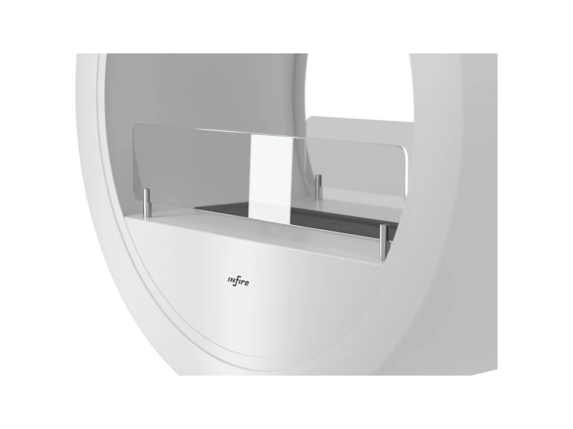 Chimenea de bioetanol de encimera Incycle Stand de 2 lados - Diseño redondo con doble fachada de 70 cm de diámetro, color blanco