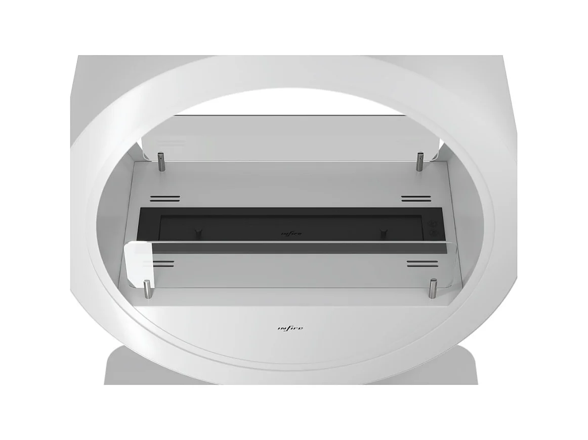 Chimenea de bioetanol de encimera Incycle Stand de 2 lados - Diseño redondo con doble fachada de 70 cm de diámetro, color blanco