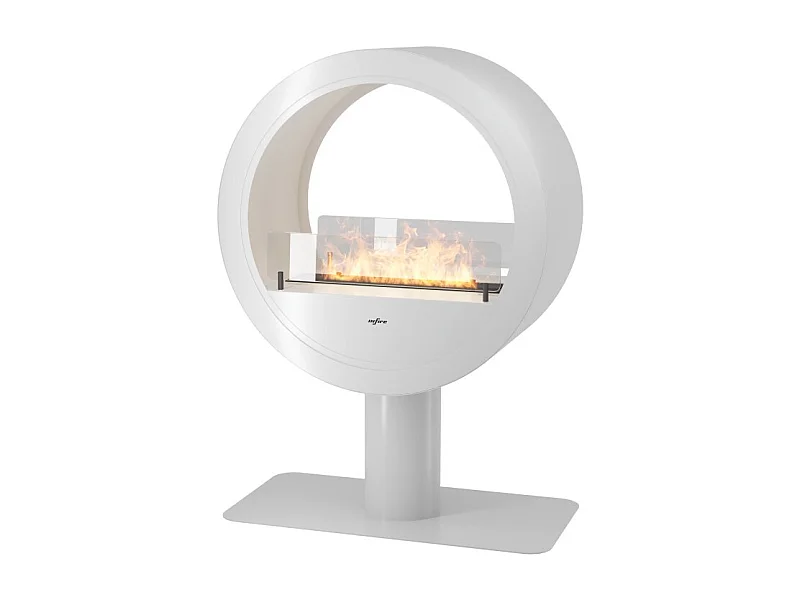 Incyrcle Stand 2Side Countertop Bioethanol Fireplace - okrągły kominek z podwójną fasadą d.70cm, biały