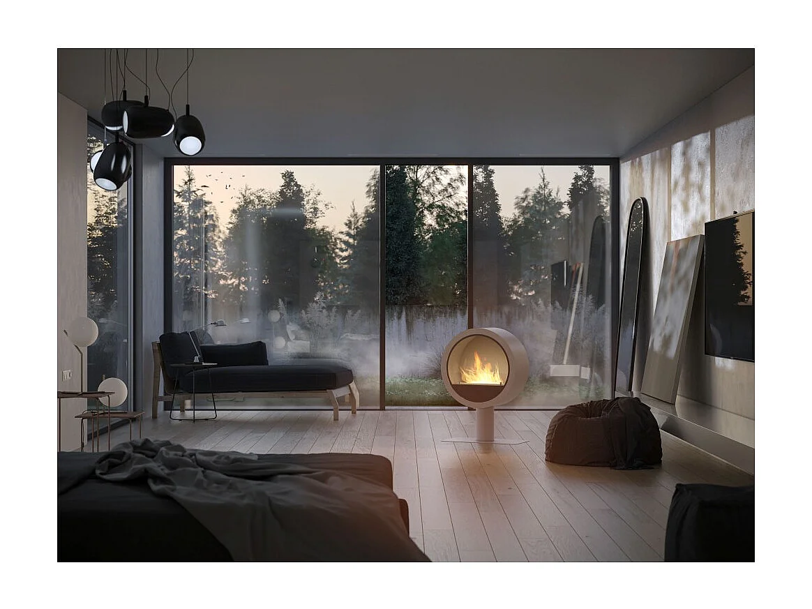 Cheminée bioéthanol Incyclle Stand - Cheminée bioéthanol ronde au sol d.70cm