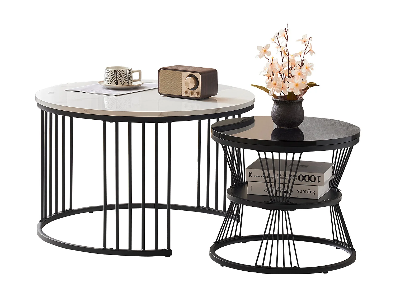 Salontafelset, marmeren salontafel, ronde salontafel