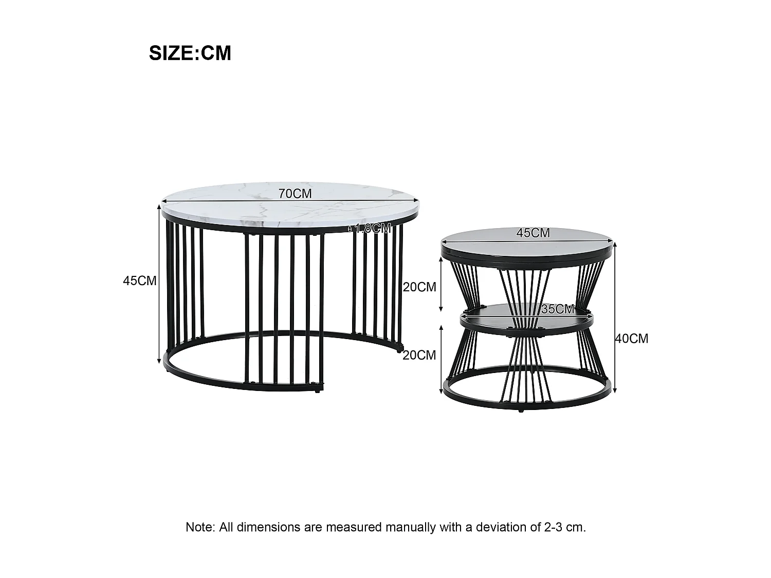 Salontafelset, marmeren salontafel, ronde salontafel