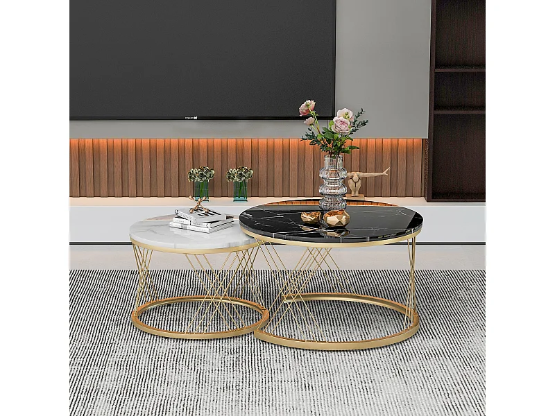 Nesting Couchtisch, Couchtisch Satz Marmor Furnier Sofa Seite Nest von Tischen