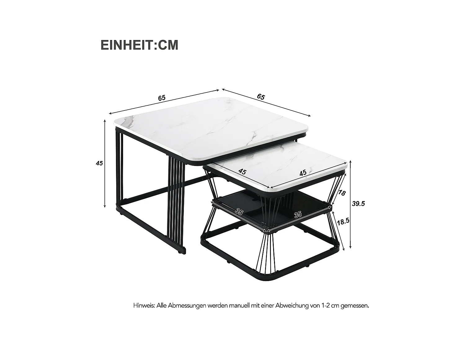 Table basse, table de salon brillante, table d'appoint avec tiroirs et touches dorées