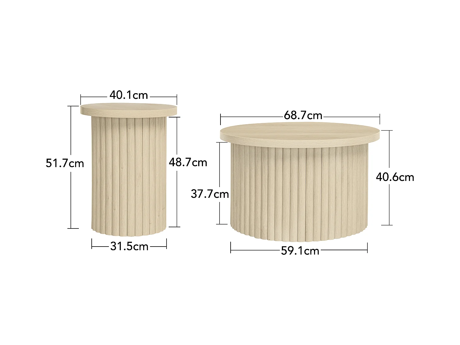 Table basse rectangulaire moderne grise et blanche 100 x 50 x 30 cm – Avec 2 tiroirs