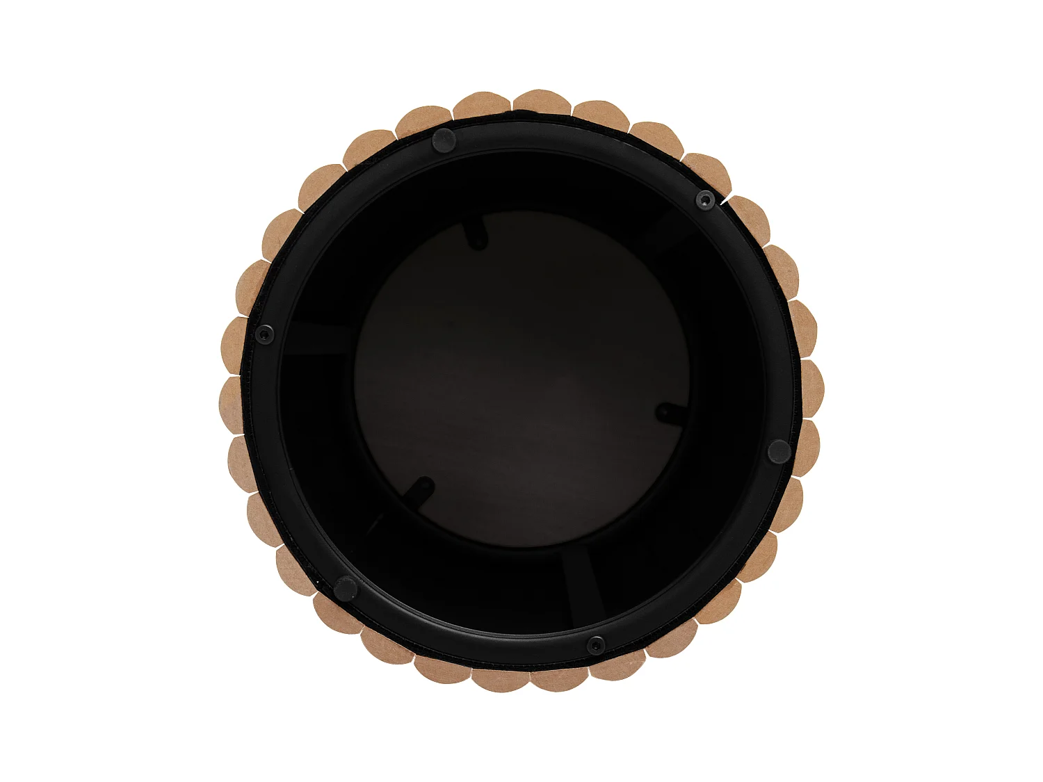 Runder Beistelltisch,naturfarbene Holzoptik mit Wellenstruktur–Tischplatte mit Klappdeckel