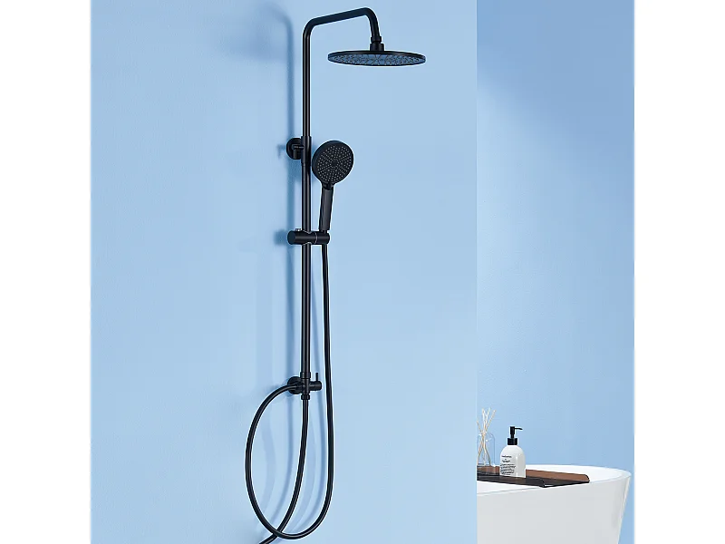 Colonne de Douche sans Robinetterie Réglable Colonne Douche pour Baignoire Ensemble Douche acve Douchette Douche Pommeau de Douche, Noir