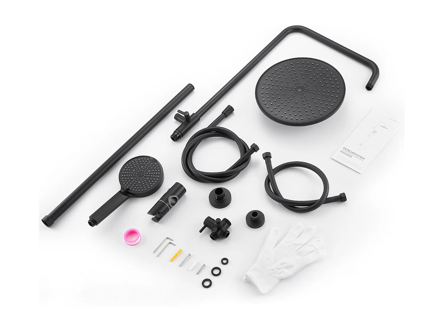 Colonne de Douche sans Robinetterie Réglable Colonne Douche pour Baignoire Ensemble Douche acve Douchette Douche Pommeau de Douche, Noir