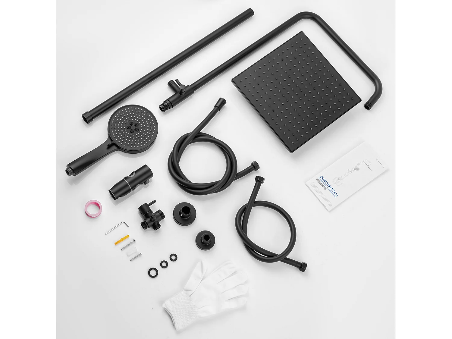 Colonne de Douche sans Robinetterie Réglable Colonne Douche pour Baignoire Ensemble Douche acve Douchette Douche Pommeau de Douche, Noir