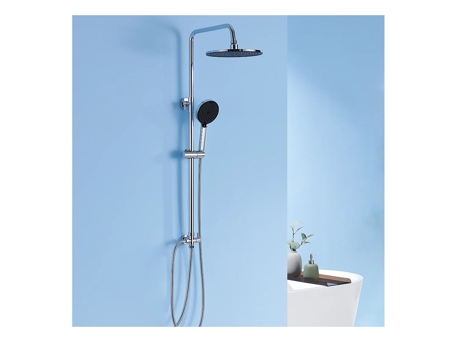 Colonne de Douche sans Robinetterie Réglable Colonne Douche pour Baignoire Ensemble Douche acve Douchette Douche Pommeau de Douche