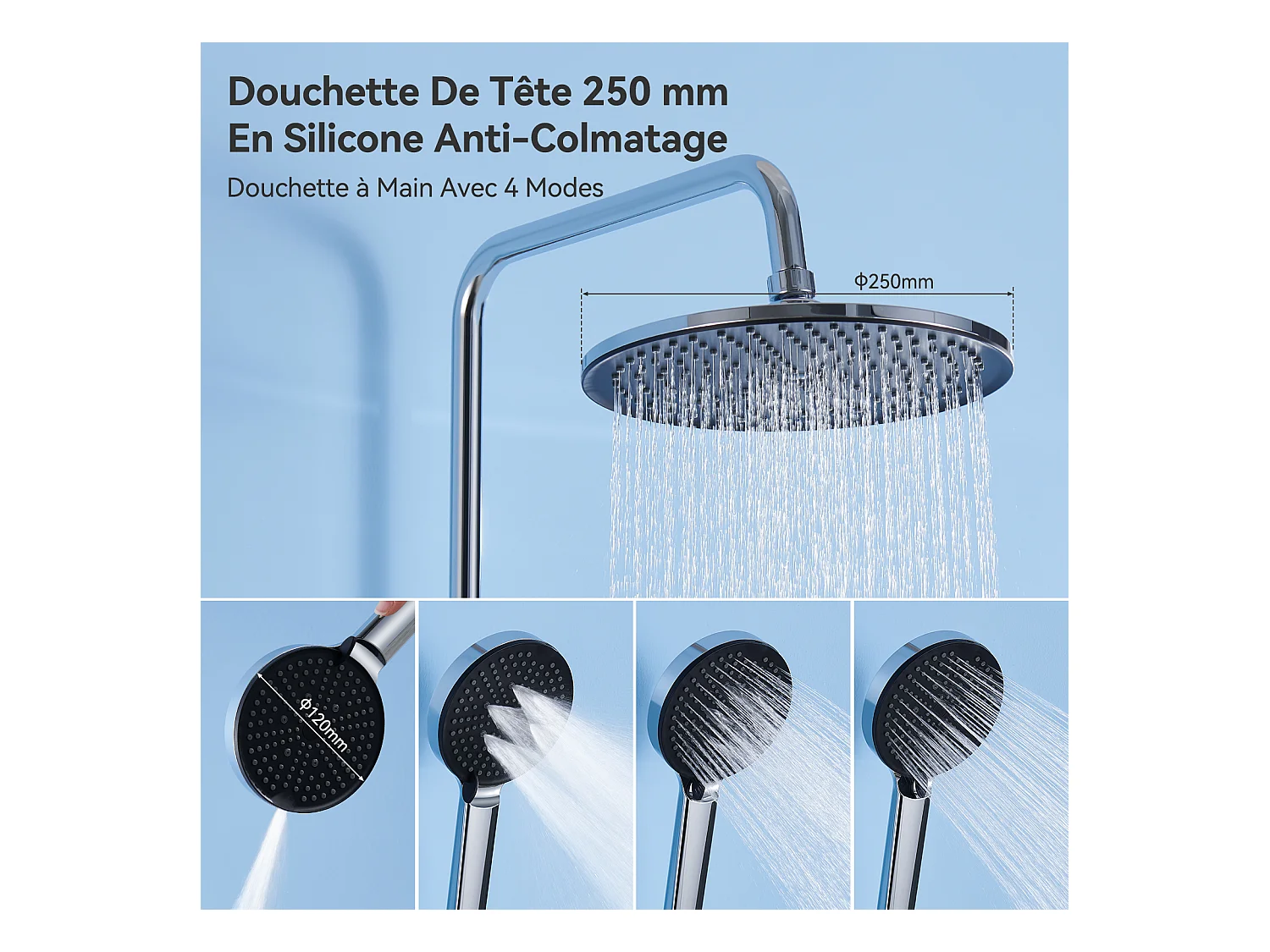 Colonne de Douche sans Robinetterie Réglable Colonne Douche pour Baignoire Ensemble Douche acve Douchette Douche Pommeau de Douche