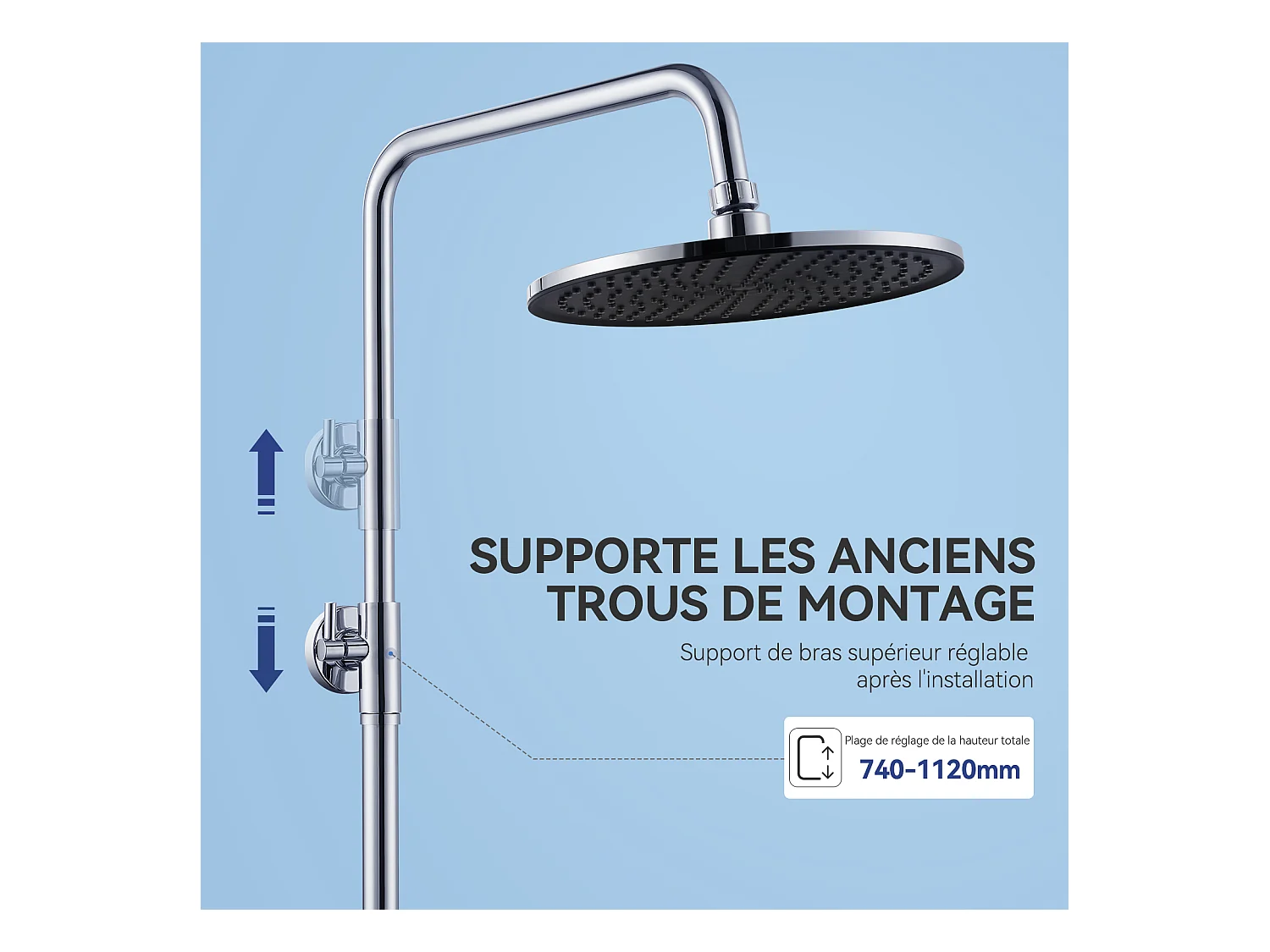 Colonne de Douche sans Robinetterie Réglable Colonne Douche pour Baignoire Ensemble Douche acve Douchette Douche Pommeau de Douche