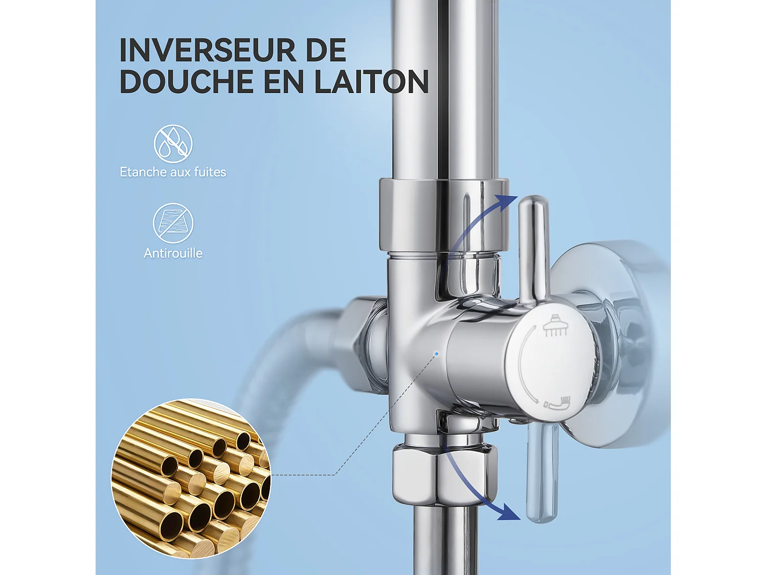 Colonne de Douche sans Robinetterie Réglable Colonne Douche pour Baignoire Ensemble Douche acve Douchette Douche Pommeau de Douche