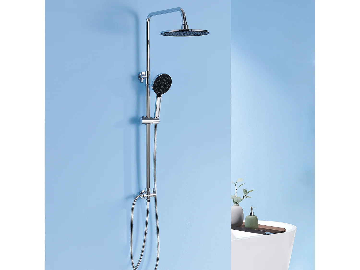 Colonne de Douche sans Robinetterie Réglable Colonne Douche pour Baignoire Ensemble Douche acve Douchette Douche Pommeau de Douche