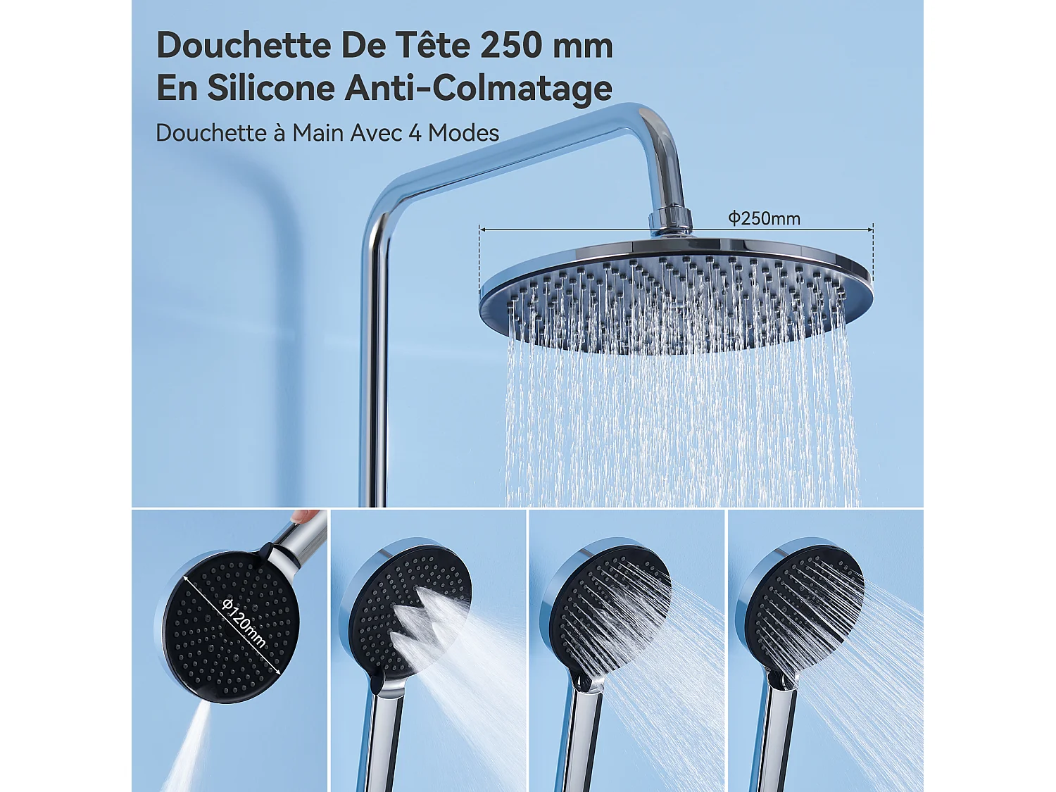 Colonne de Douche sans Robinetterie Réglable Colonne Douche pour Baignoire Ensemble Douche acve Douchette Douche Pommeau de Douche
