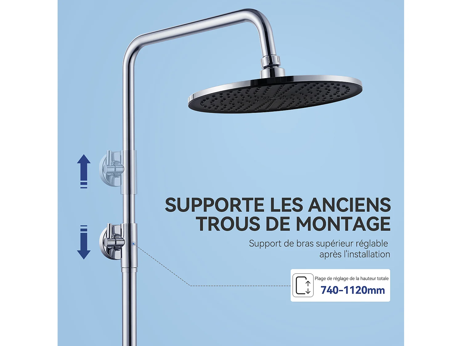 Colonne de Douche sans Robinetterie Réglable Colonne Douche pour Baignoire Ensemble Douche acve Douchette Douche Pommeau de Douche