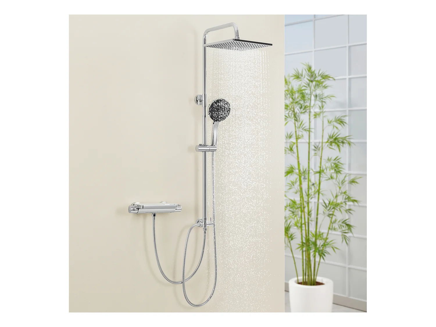 Colonne de Douche sans Robinetterie Réglable Colonne Douche pour Baignoire Ensemble Douche acve Douchette Douche Pommeau de Douche