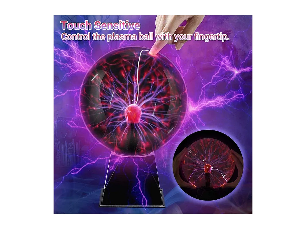 Boule magique plasma 5 pouces, boule lumineuse tactile en verre, boule lumineuse plasma en cristal, boule lumineuse électrique, décoration de fête