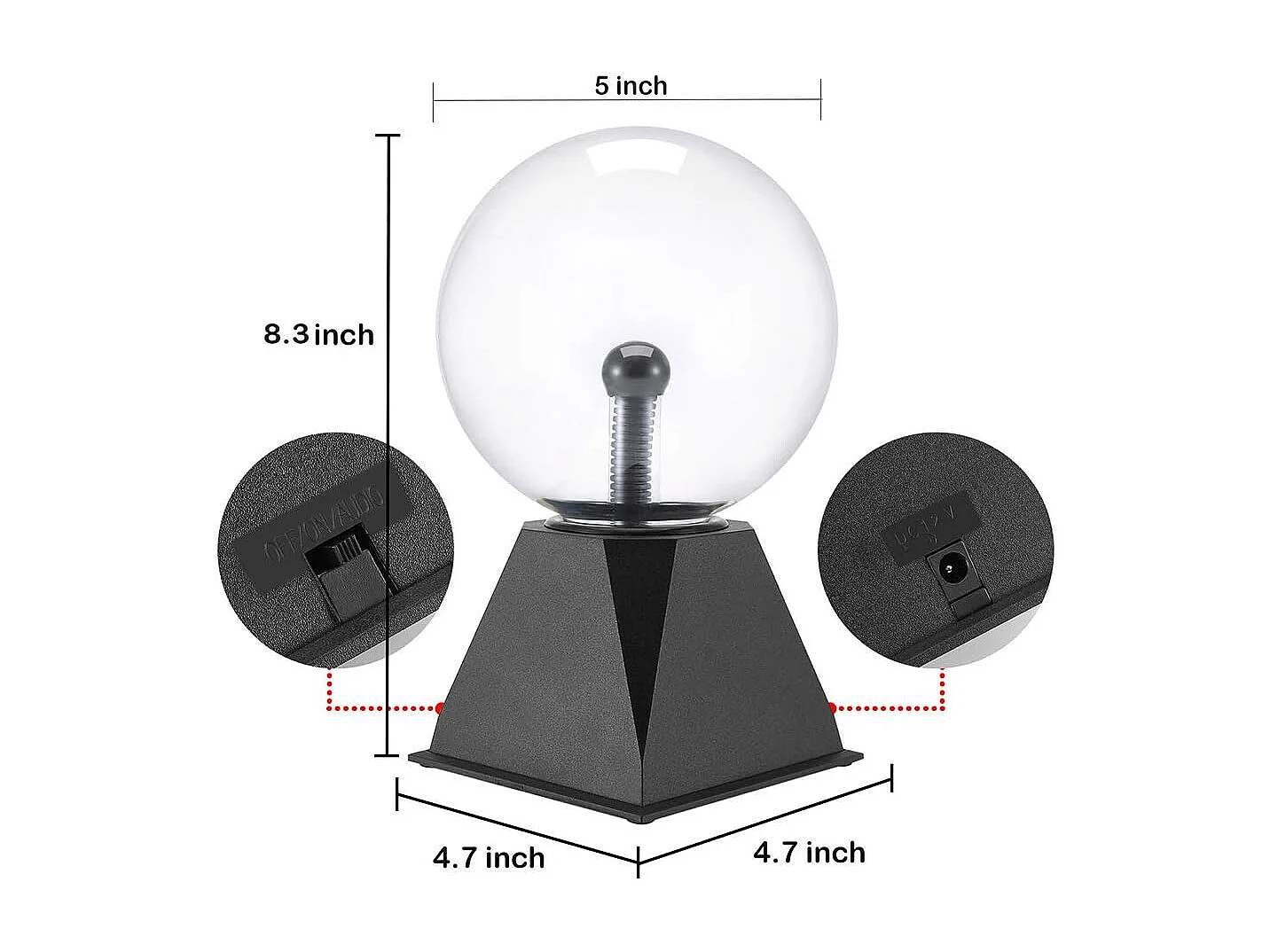 Boule magique plasma 5 pouces, boule lumineuse tactile en verre, boule lumineuse plasma en cristal, boule lumineuse électrique, décoration de fête
