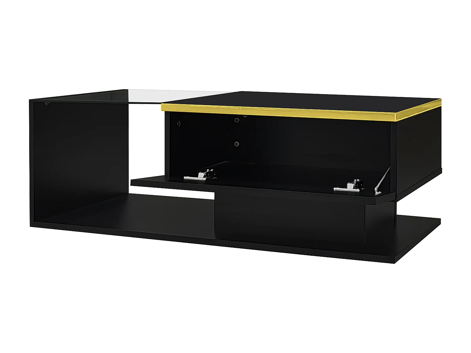 Tavolino moderno in vetro con illuminazione LED - pannelli di particelle - nero