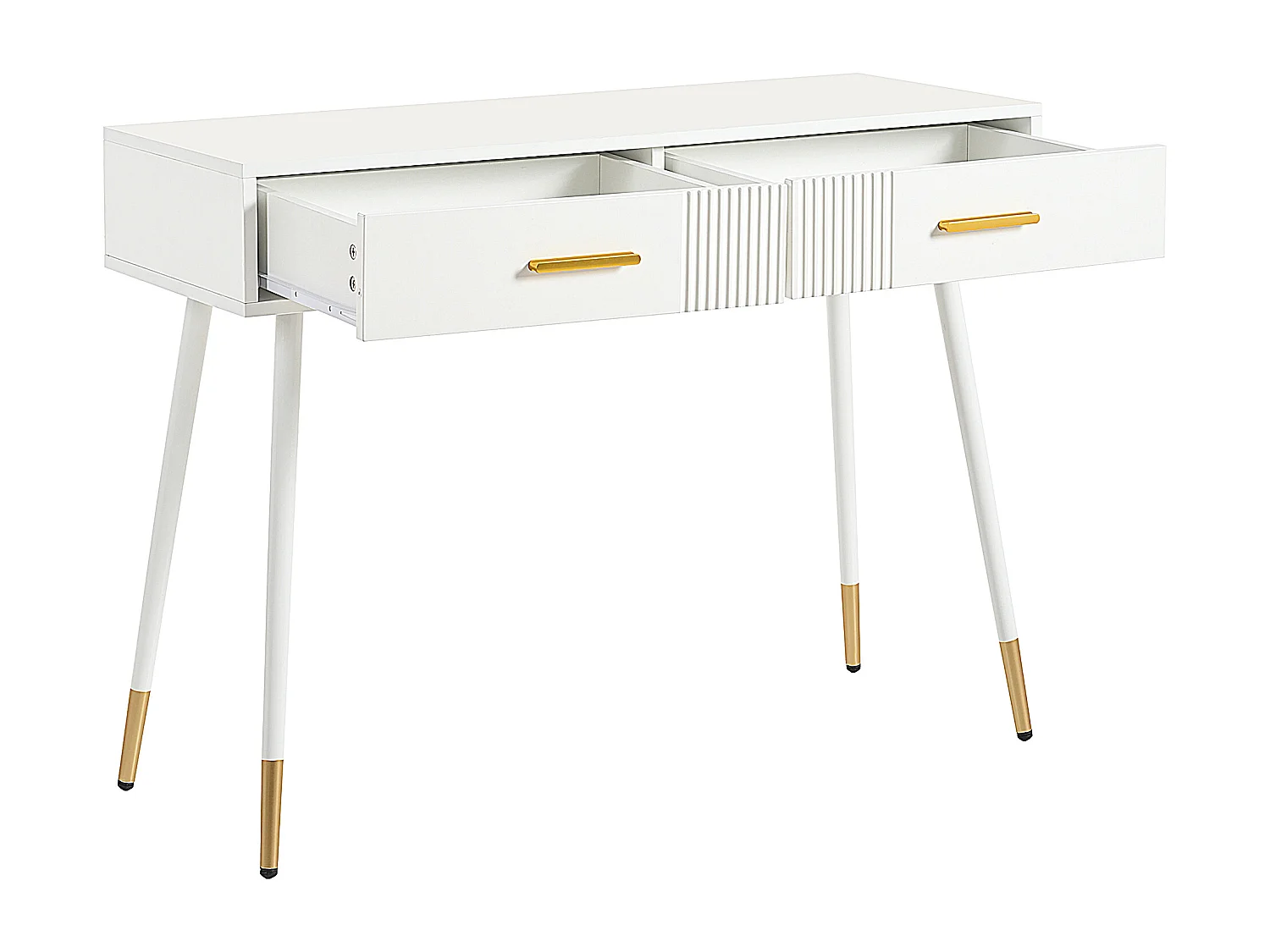 Coiffeuse 100x40x76 cm - avec 2 tiroirs - pieds en métal - Blanc（Pas de miroir）