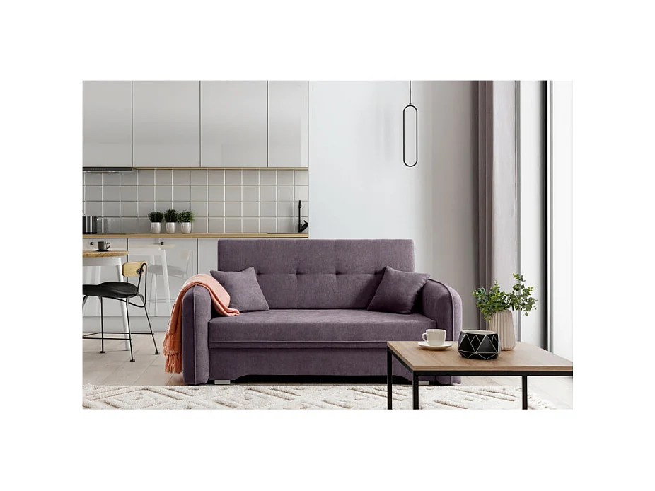 Canapé convertible 2 places SORAYA en tissu - Violet