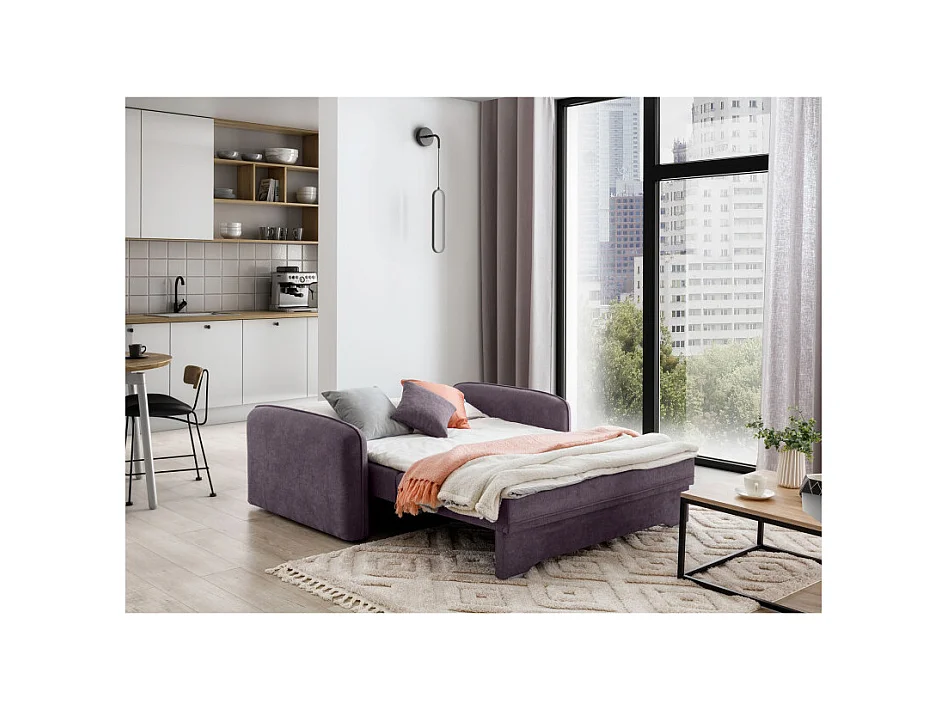 Canapé convertible 2 places SORAYA en tissu - Violet