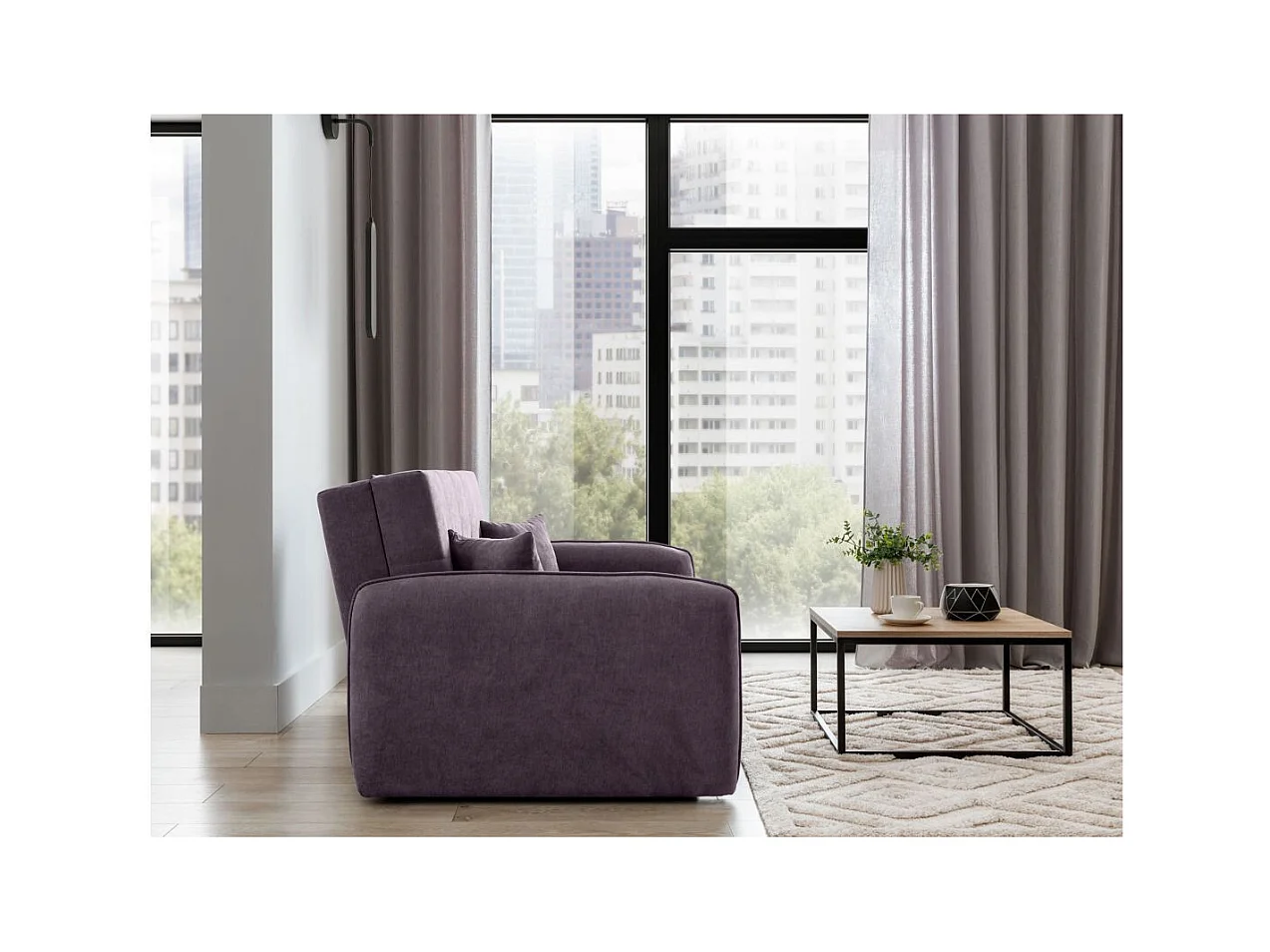 Canapé convertible 2 places SORAYA en tissu - Violet