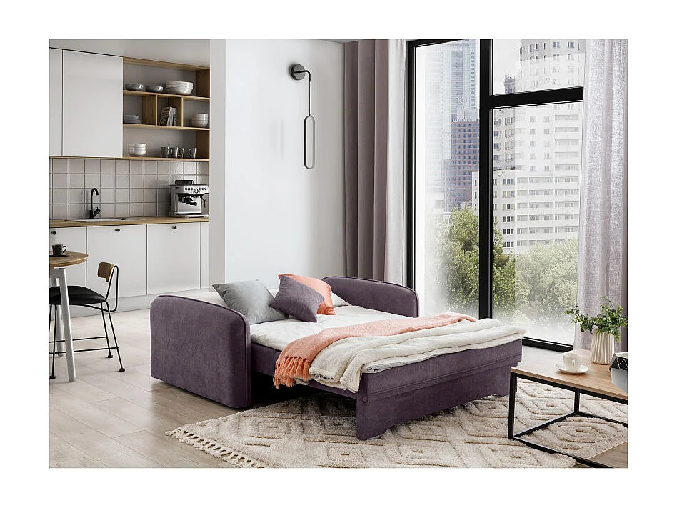 Canapé convertible 2 places SORAYA en tissu - Violet