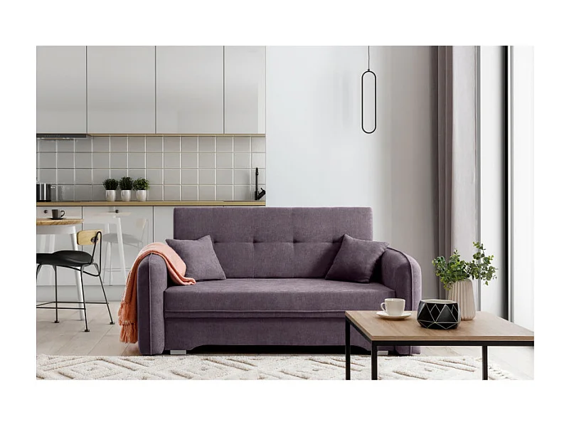 Canapé convertible 2 places SORAYA en tissu - Violet