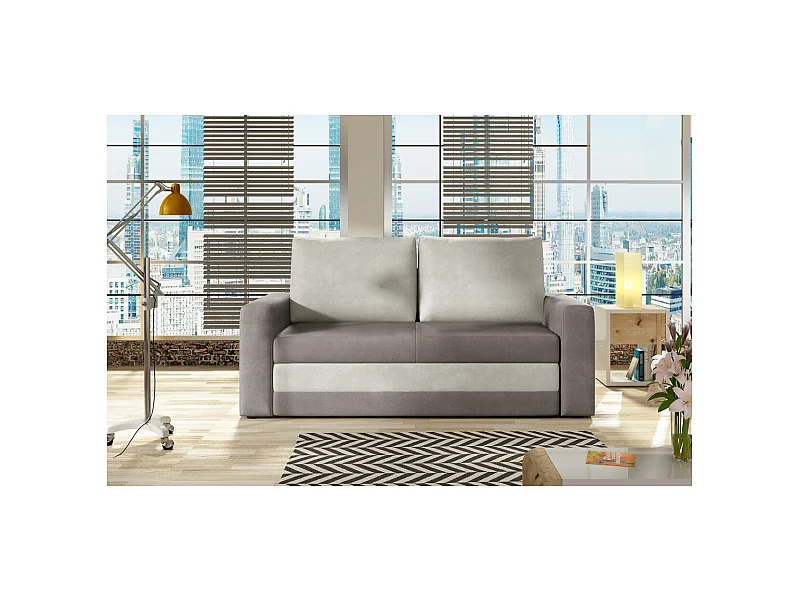 Canapé convertible 2 places ZORA en tissu - Taupe