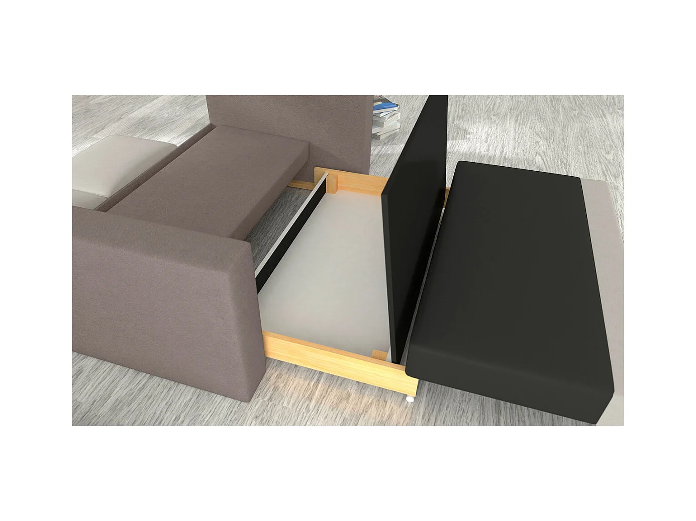 Canapé convertible 2 places ZORA en tissu - Taupe