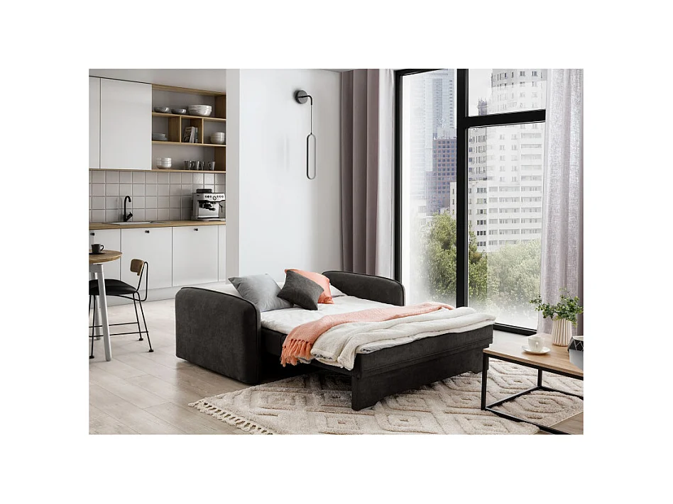 Canapé convertible 2 places SORAYA en tissu - Gris anthracite
