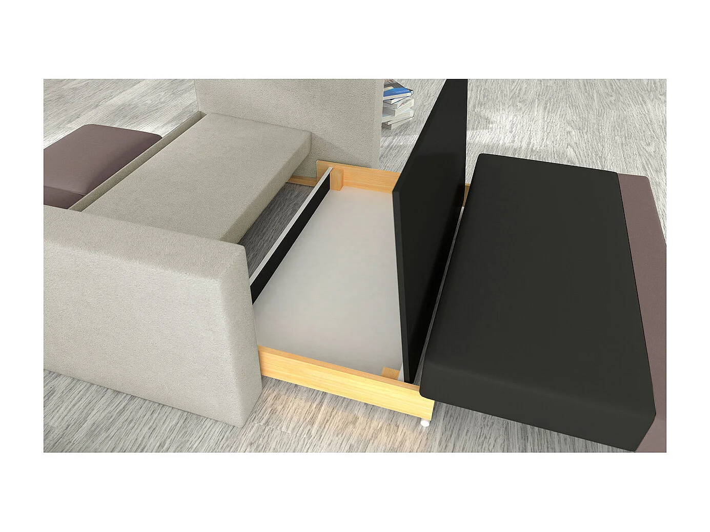 Canapé convertible 2 places ZORA en tissu - Beige