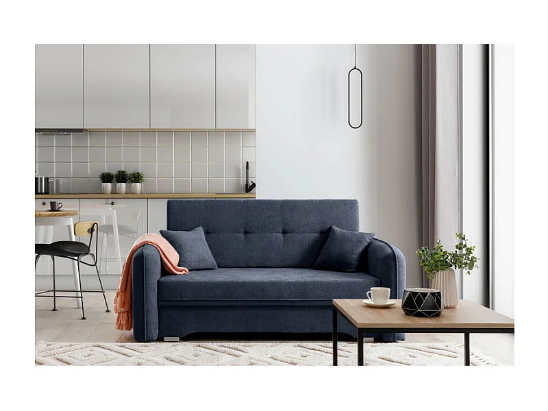 Canapé convertible 2 places SORAYA en tissu - Bleu
