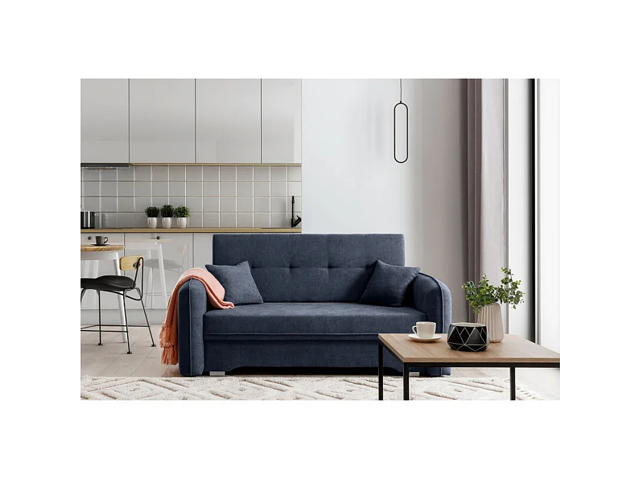Canapé convertible 2 places SORAYA en tissu - Bleu
