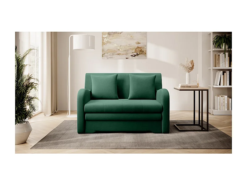Canapé convertible 2 places SELMA en tissu - Vert