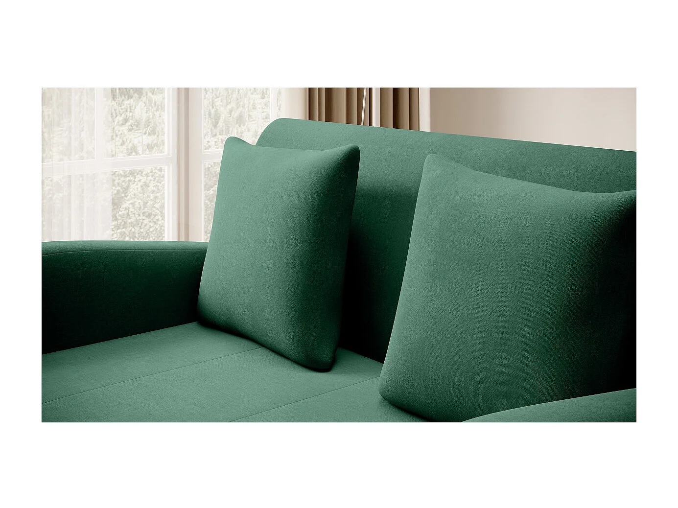 Canapé convertible 2 places SELMA en tissu - Vert