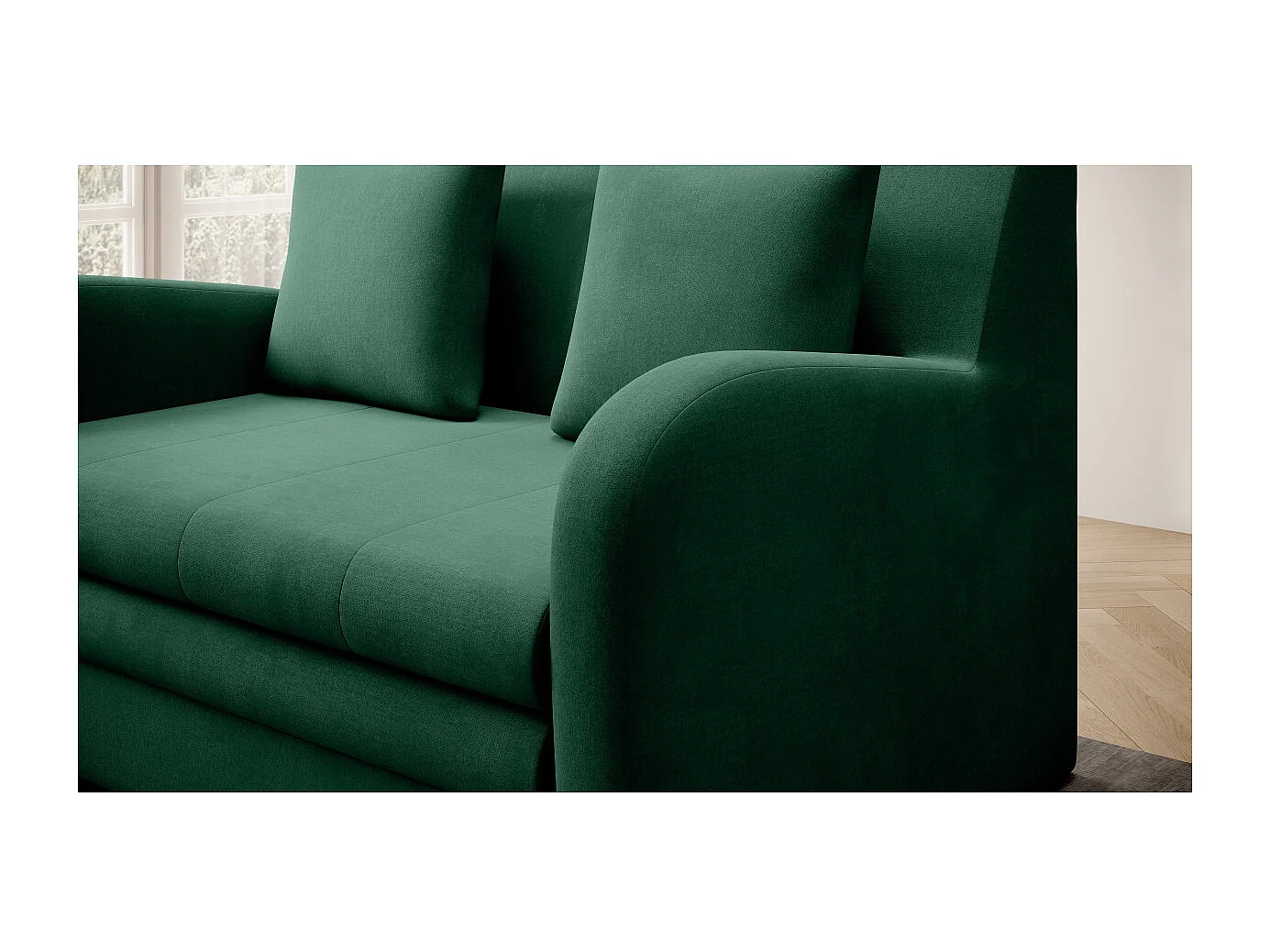 Canapé convertible 2 places SELMA en tissu - Vert