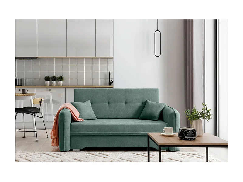 Canapé convertible 2 places SORAYA en tissu - Vert