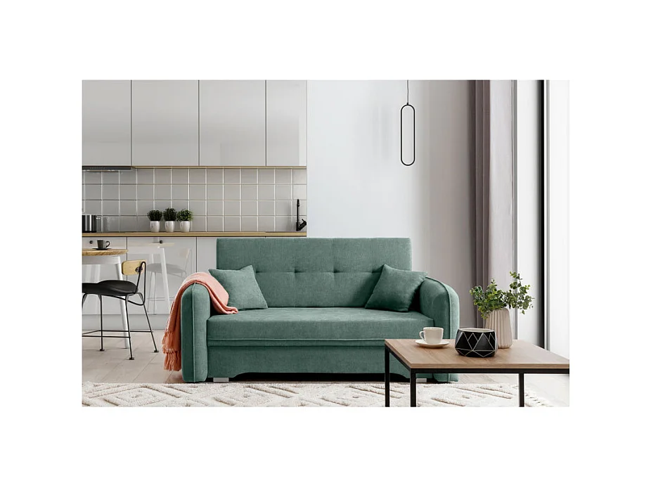 Canapé convertible 2 places SORAYA en tissu - Vert