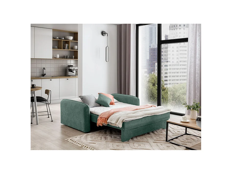 Canapé convertible 2 places SORAYA en tissu - Vert