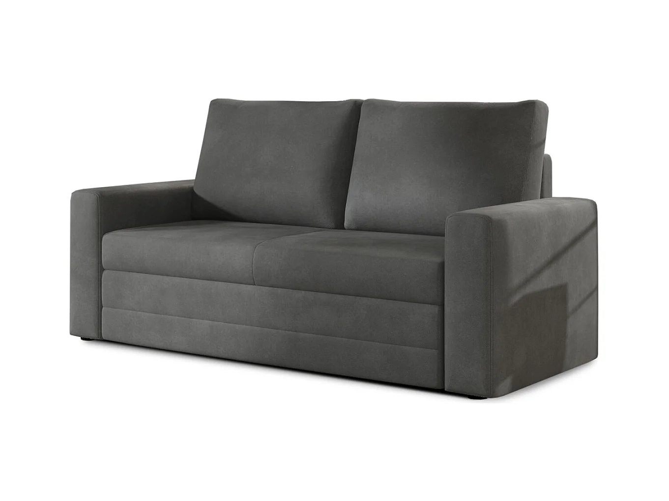 Canapé convertible 2 places ZORA en tissu - Gris anthracite