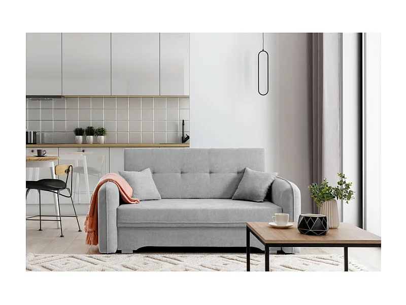 Canapé convertible 2 places SORAYA en tissu - Gris perle