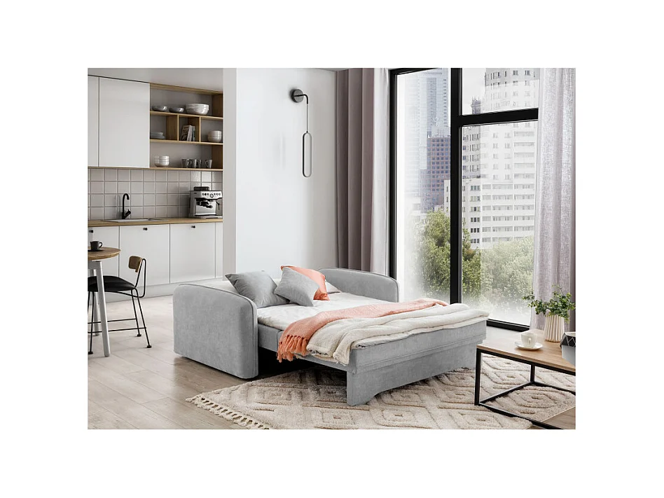 Canapé convertible 2 places SORAYA en tissu - Gris perle