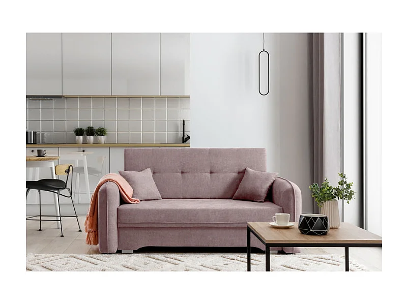 Canapé convertible 2 places SORAYA en tissu - Rose